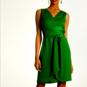 Trina Turk Kaori Ruched Tie Waist MIDI dress-green